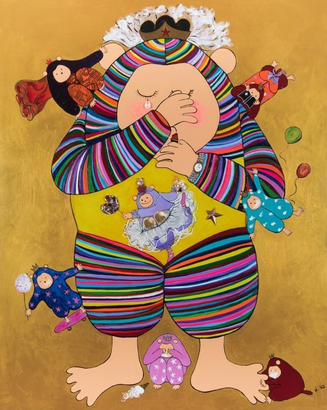 우는 여자 · mixed media on canvas · 130X162cm · 2016 (출처= 언주라운드) · 우는 여자 · mixed media on canvas