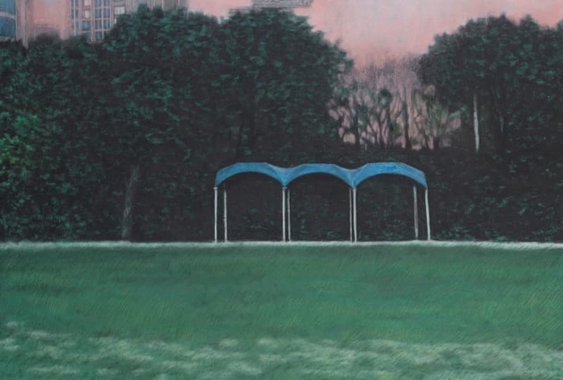 그림자가 되었을때 · 장지에 채색, 목탄 · 81x130cm · 2020  출처-히든스페이스