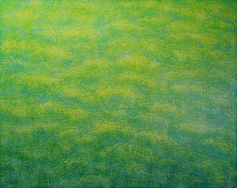 윤겸 - flow-green · 캔버스에 유채 · 72.7x90.9cm · 2017(출처:신세계갤러리 홈페이지)