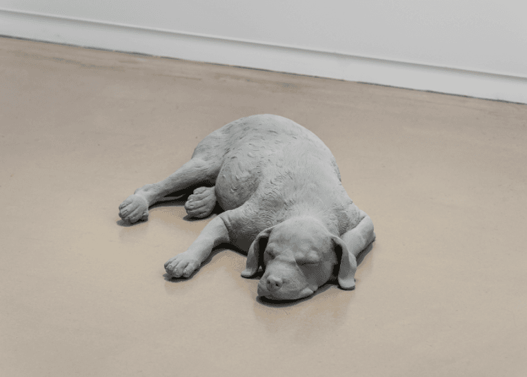 Hans OP de Beeck. Dog, 2019 · polyester, coating · 62x37x13cm · Courtesy of Hans Op de Beeck, Gallery Baton, Seoul and Galerie Ron Mandos, Amsterdam (이미지 출처 = 갤러리 바톤) · Hans OP de Beeck. Dog, 2019 · polyester, coating 62x37x13cm Courtesy of Hans Op de Beeck, G