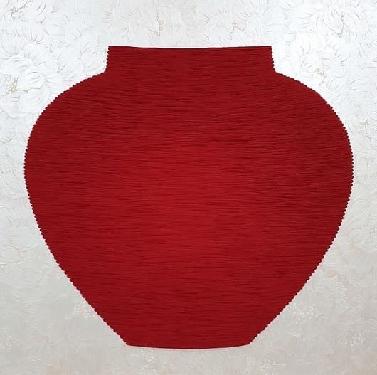 About wish 1878 · 한지에 채색과 바느질 · 85 x 85 cm · 2018