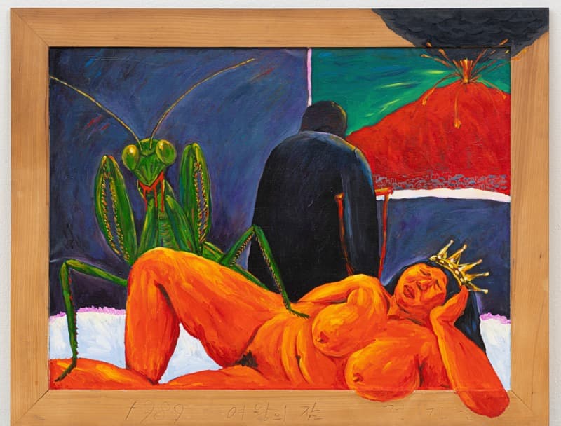 여왕의 잠(Queen’s Sleep) · Acrylic on canvas · 130 × 108cm · 1989 (출처= 부산시립미술관) · Queen’s Sleep · Acrylic on canvas