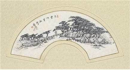 허백련 산수화 · 한지에 수묵 · 14x50cm · 1950년대