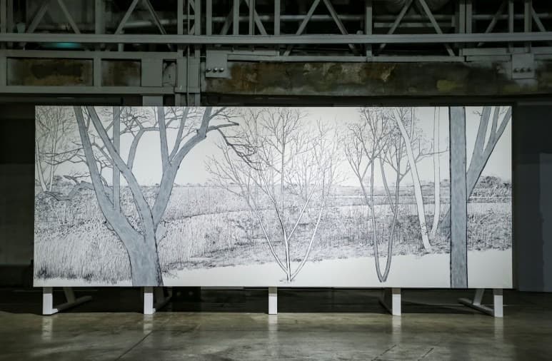 낙동강 · 화선지 위에 수묵 · 190x500cm · 2020 (이미지 출처 = 아트소향)
