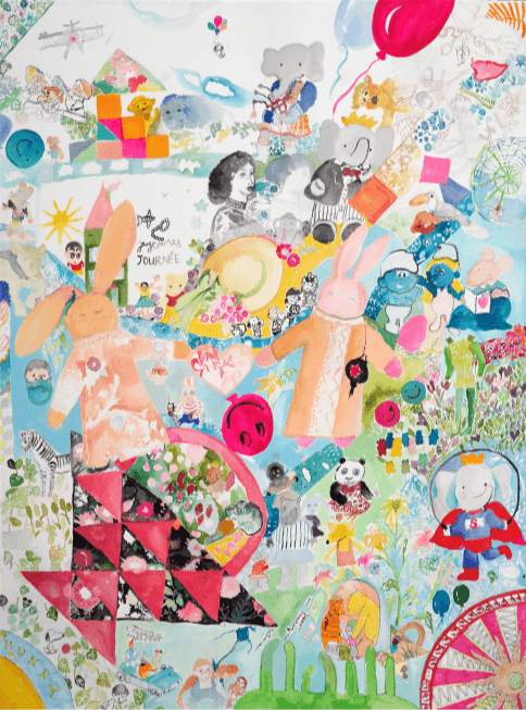 인생은 아름다워 · 종이에 수채화 · 72 x 60 cm · 2020 · Lavie est en rose