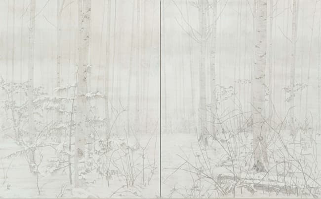 silver lining · 순지에 먹과 호분 · 260.6 x 162.2cm · 2020 (출처= 갤러리일호)