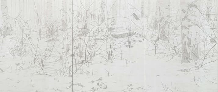 shining forest · 순지에 먹과 호분 · 273 x 116.8cm · 2020 (출처= 갤러리일호)