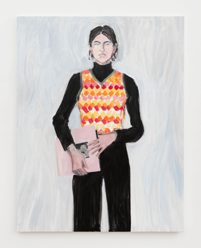 Jean-Philippe Delhomme. “Shelim” · Oil on canvas, wood frame. · 146 x 114 x 3 cm | 57 1/2 x 44 7/8 x 1 3/16 in. · 2021 Photo: Claire Dorn. Courtesy of the Artist and Perrotin. · Jean-Philippe Delhomme. “Shelim” · Oil on canvas, wood frame.