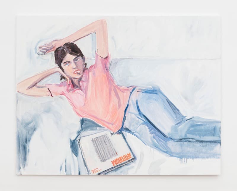 Jean-Philippe Delhomme. “Shelim” · Oil on canvas, wood frame · 114 x 146 x 3 cm | 44 7/8 x 57 1/2 x 1 3/16 in. · 2021 Photo: Claire Dorn. Courtesy of the Artist and Perrotin. · Jean-Philippe Delhomme. “Shelim” · Oil on canvas, wood frame