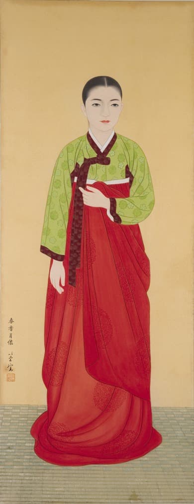 춘향초상 · 비단에 채색 · 133 x 52.5cm · 1960년대 (출처= 팔복예술공장)