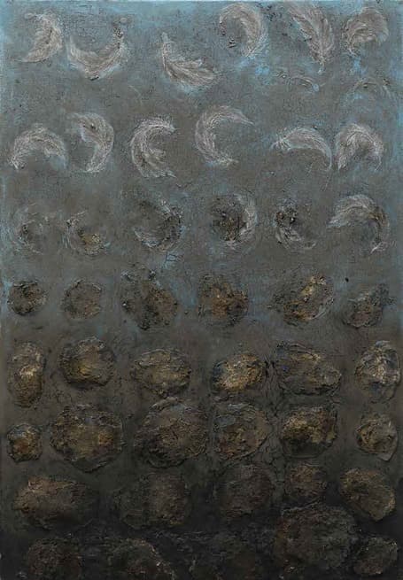 Untitled · Acrylic & Mixed Media · 130.3 x 89.4cm · 2019 (출처= 갤러리그림손) · Untitled · Acrylic & Mixed Media