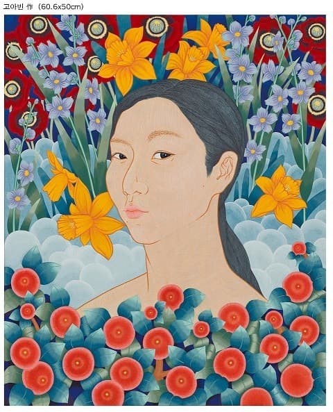 나의 오른 자화상 · 순지 5배접 채색 · 60.6x50.3cm · 2018 (출처= 갤러리도스)