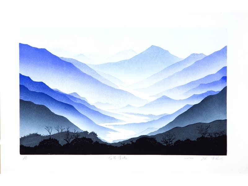 김준권, 섬진-2 · 채묵목판 · 55 x 34.8 cm · 2020