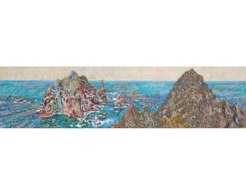 민정기, 우리섬 독도 · 캔버스에 유채 · 98 x 274 cm · 2020 · oil on cavnas