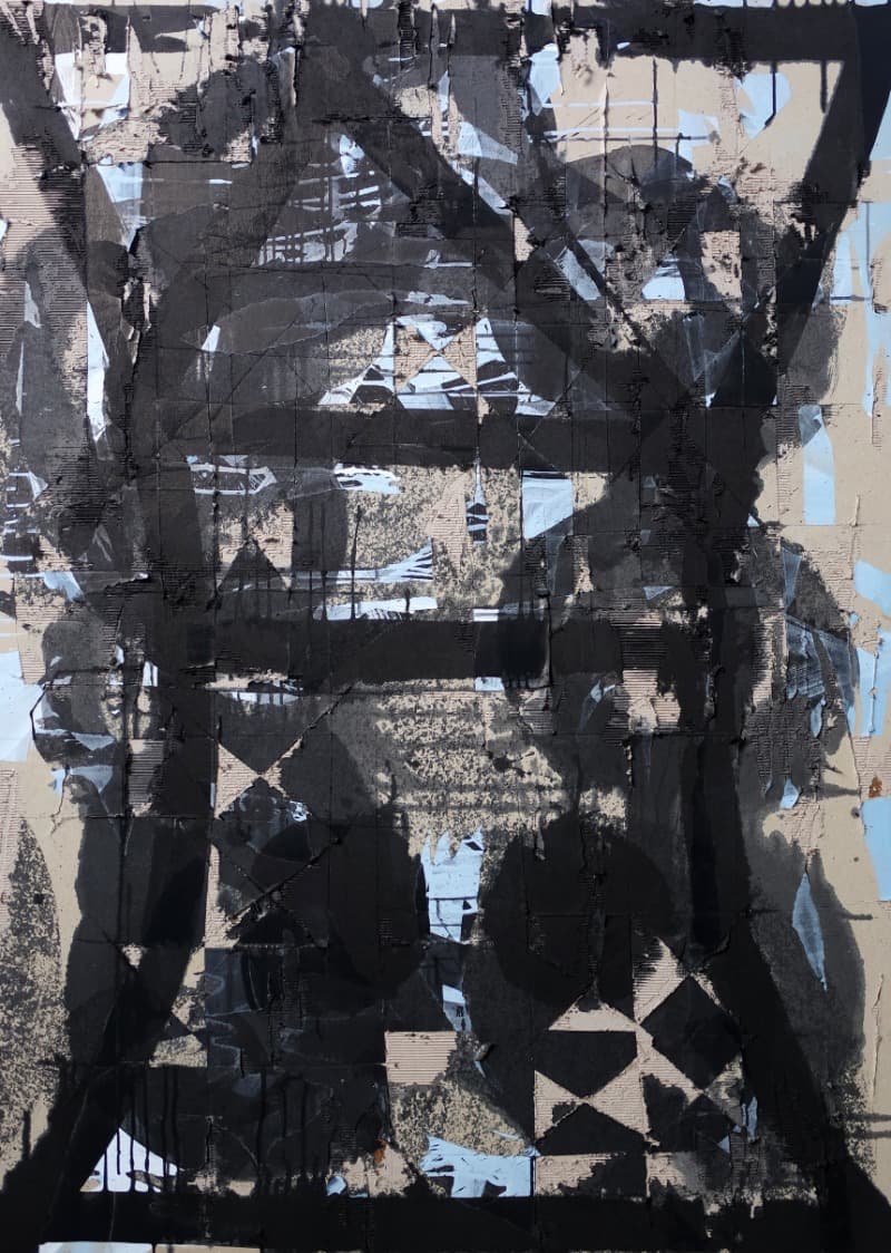 예술과 암호5 · 종이에 먹, 나무판넬에 배접 · 153x110cm · 2020 (출처= 슈페리어 갤러리)