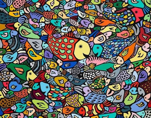 칠흑같은 밤일지라도 우리는 별빛을 노래하리라 · Acrylic on canvas · 91×116.8cm · 2021 (출처= 이랜드갤러리 아트로)