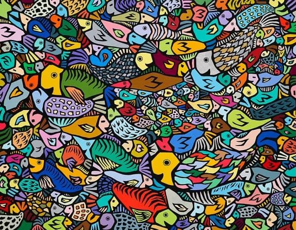 칠흑같은 밤일지라도 우리는 별빛을 노래하리라 Ⅱ · Acrylic on canvas · 91×116.8cm · 2021 (출처= 이랜드갤러리 아트로)