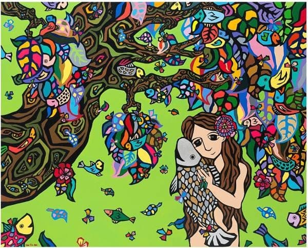 별을 노래하는 물고기 · Acrylic on canvas · 80.3×100cm · 2015 (출처= 이랜드갤러리 아트로)