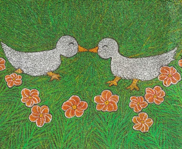 내 마음 속 풍경화 Landscape in My Heart · 장지 위에 혼합재료(분채) · 66 x 53.5cm · 2020 (출처= 갤러리고트빈) · Landscape in My Heart