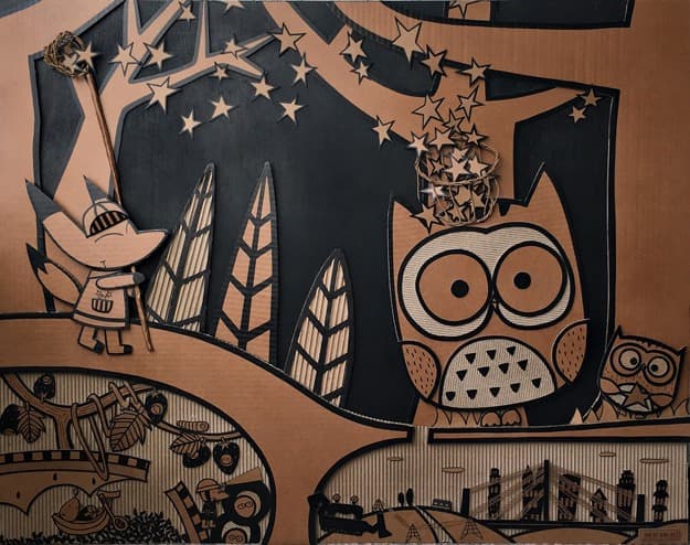 Adventure-Noahs Ark · Cardboard on Panel · 140 x 110 x 10cm · 2017 (출처= 모산조형미술관) · Adventure-Noahs Ark · Cardboard on Panel