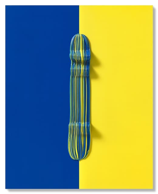 생성-청+황 Becoming-Blue+Yellow_1 · Mixed Media · 80.4 x 100 x 7.5cm · 2021 ⓒ명윤아