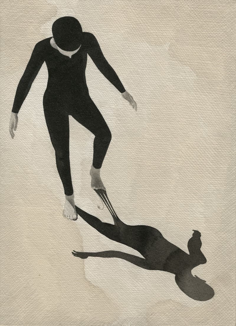 무나씨, 그림자처럼 · 종이에 먹 · 33.4x24.2cm · 2021 (이미지 제공 = 페이지룸8)