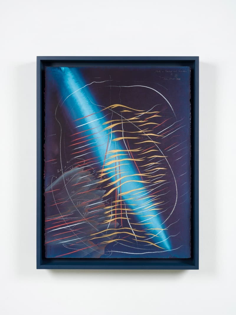 Study on Potential and Coincidence III · Indian ink, gold leaf, pastel, oil crayon, graphite on paper, framed · 76.9 x 55.8 cm · 2020 (출처= P21) · Study on Potential and Coincidence III · Indian ink, gold leaf, pastel, oil crayon, graphite on paper, framed