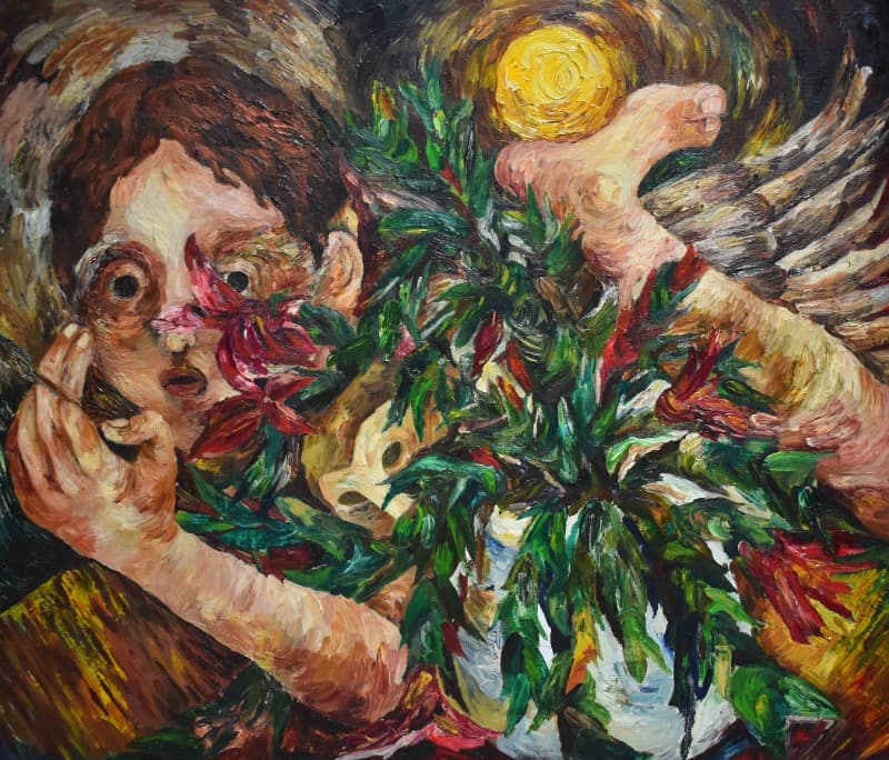 선인장과 부엉이 · oil on canvas · 45.5x53cm · 2020 (이미지 제공 = 갤러리 너트)