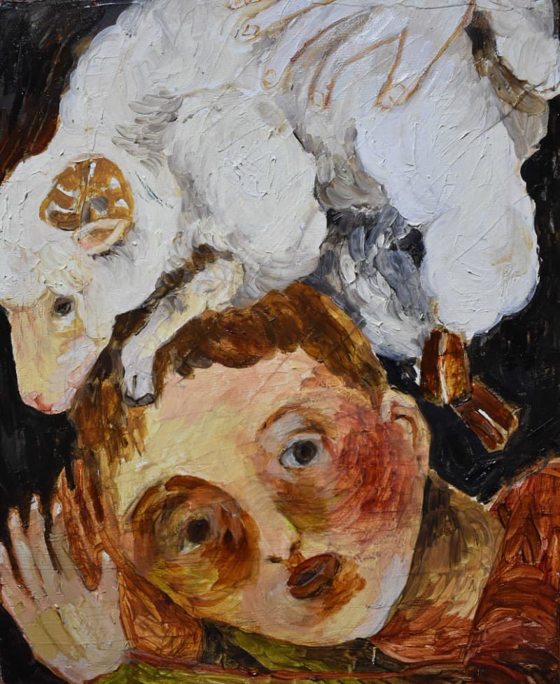 양과 밤 · oil on canvas · 27.2x22cm · 2021 (이미지 제공 = 갤러리 너트)