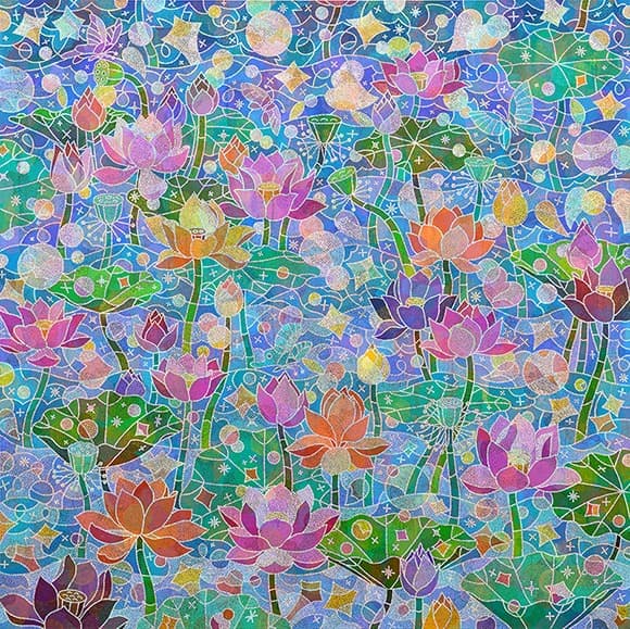 도원의 꽃 29 · 캔버스에 아크릴 · 150cm x 150cm · 2021 (이미지 제공 = 스페이스 엄) · Acrylic on canvas