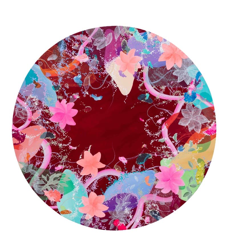 Wish you all the best · 캔버스에 아크릴, 티슈페이퍼, 잉크 · 120×120cm · 2021 (이미지 제공 = 아트센터 화이트블럭) · Wish you all the best