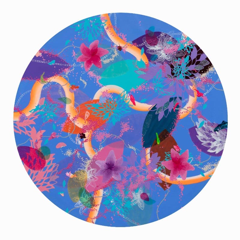 Wish you all the best · 캔버스에 아크릴, 티슈페이퍼, 잉크 · 110×110cm · 2021 (이미지 제공 = 아트센터 화이트블럭) · Wish you all the best