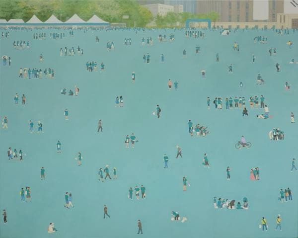 푸른 광장_soluble · Oil on canvas · 175.0x220.0cm · 2020 (출처= 이랜드 갤러리 아트로)