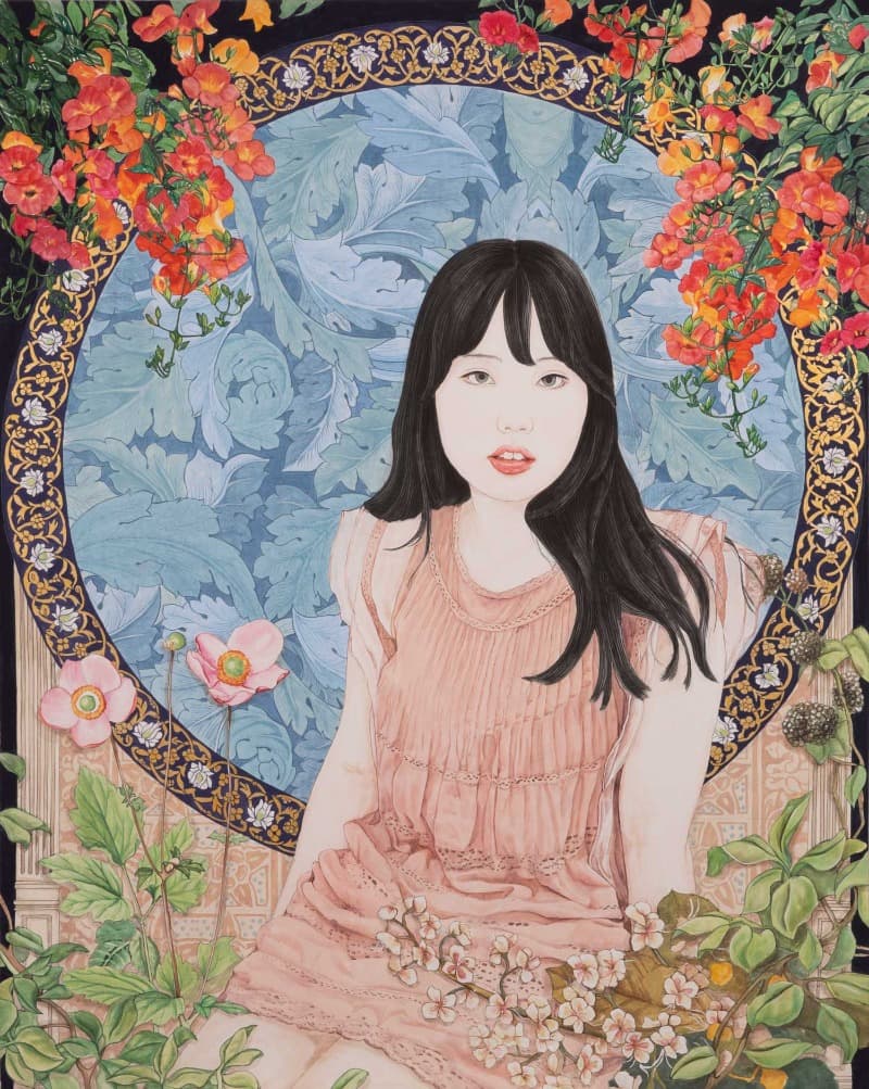 In full bloom · 장지 위에 채색 · 90x72cm · 2020 (출처= 갤러리가비) · In full bloom