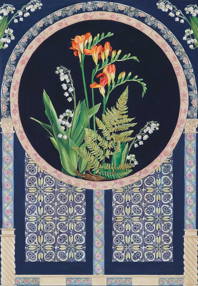 Blooming2 · 장지 위에 채색 · 74.8x51cm · 2021 (출처= 갤러리가비) · Blooming2