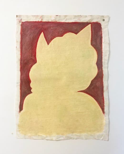 김희조, 고양이 1 · Oil Stick on Cotton · 62 x 47cm · 2021 (출처= 예술공간 서:로)