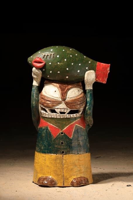 물고기와 호랭이 · 재유, 안료, 1250도 소성 · 360 x 180 x 600mm · 2021 (출처= 모리스갤러리)