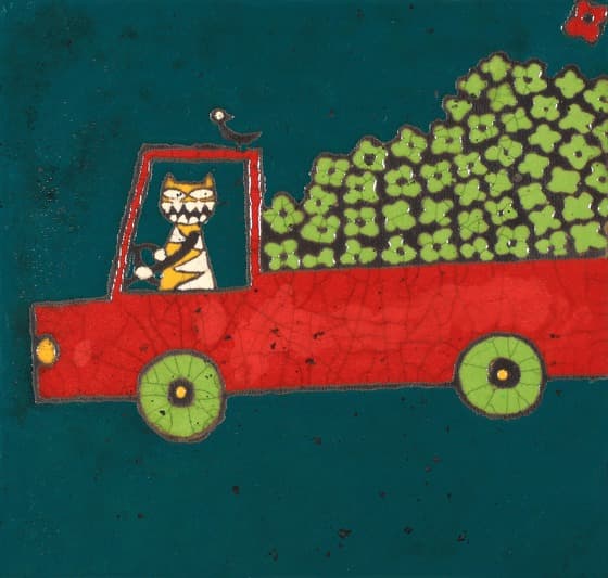 꽃배달 · 프리트, 안료, 900도 소성 · 450 x 450 x 30mm · 2021 (출처= 모리스갤러리)