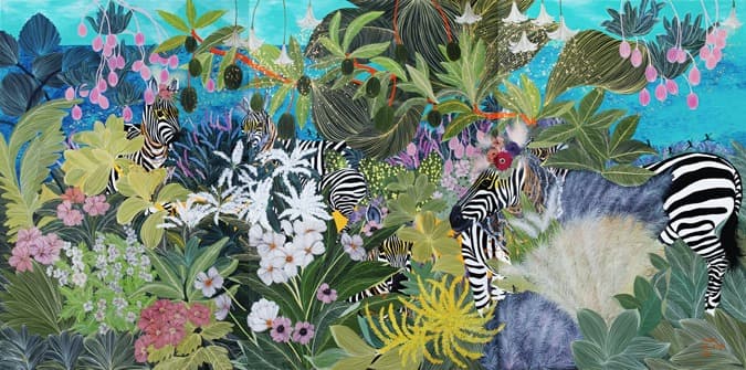 Festival · Mixed Media on Canvas · 390 x 193cm · 2021 (출처= 갤러리마롱) · Festival · Mixed Media on Canvas