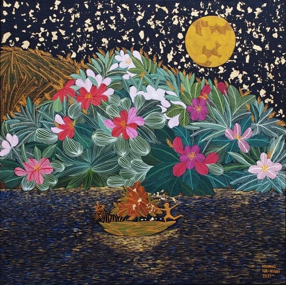Gala show · Mixed Media on Canvas · 60.6 x 60.6cm · 2021 (출처= 갤러리마롱) · Gala show · Mixed Media on Canvas