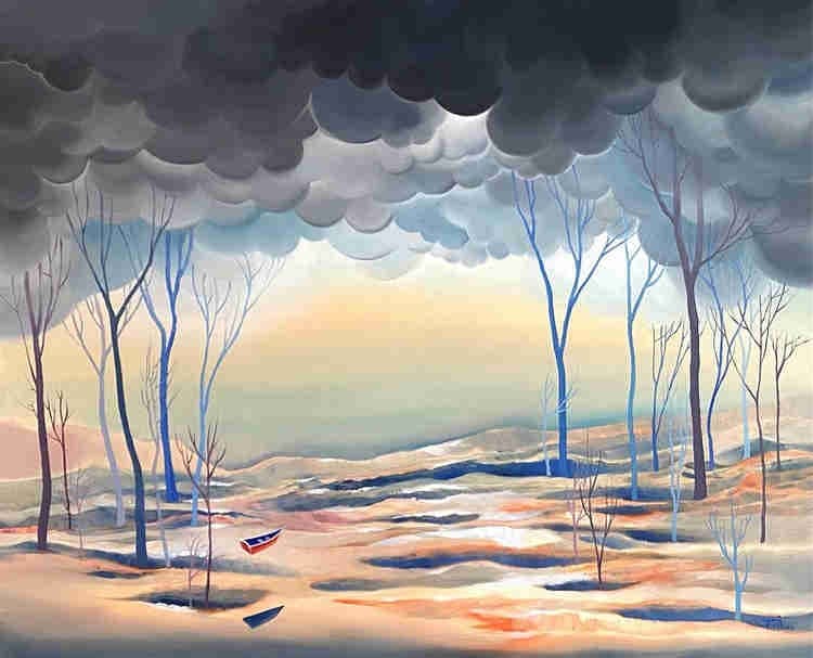먹구름나무정원 dark cloud tree garden · Oil on canvas · 40호 F · 2021 (출처= 예술공간 봄) · dark cloud tree garden · Oil on canvas