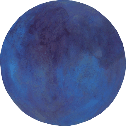 Blue Layers-no.1 · 장지 위에 분채 · Diameter 38cm · 2021 (출처= 모리스갤러리) · Blue Layers-no.1