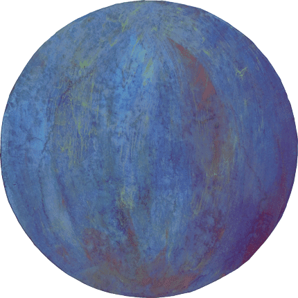 Blue Layers-no.2 · 장지 위에 분채 · Diameter 38cm · 2021 (출처= 모리스갤러리) · Blue Layers-no.2