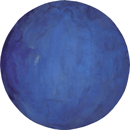 Blue Layers-no.3 · 장지 위에 분채 · Diameter 38cm · 2021 (출처= 모리스갤러리) · Blue Layers-no.3