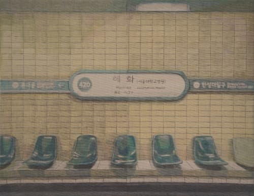 Hyehwa · graphite and acrylic on canvas · 40.9x53cm · 2021 (이미지 출처 = 갤러리2) · Hyehwa · graphite and acrylic on canvas