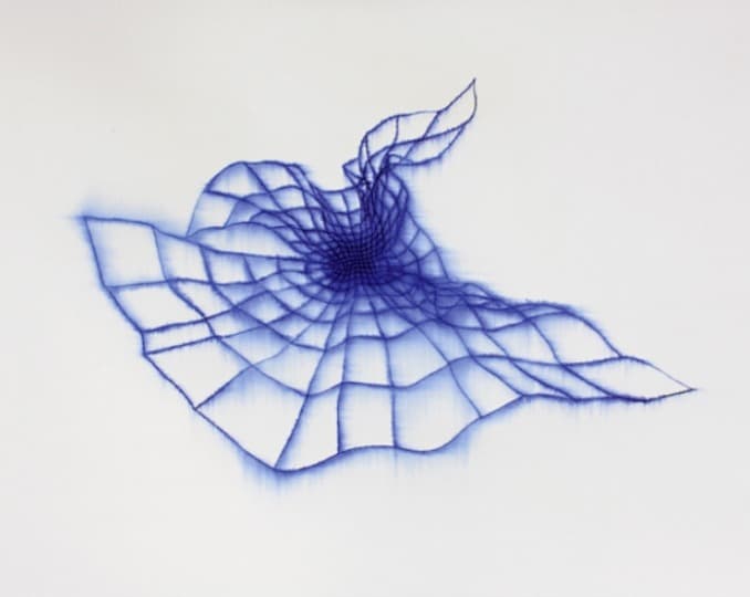 뒤틀림-그물망 · 종이에 잉크 · 50x40cm · 2021 (이미지 출처 = vmspace) · Warping-Web · ink on paper