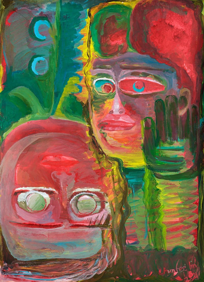 대화2 · gouache, acrylic on paper · 53x38.5cm · 2021 (출처= 갤러리담)