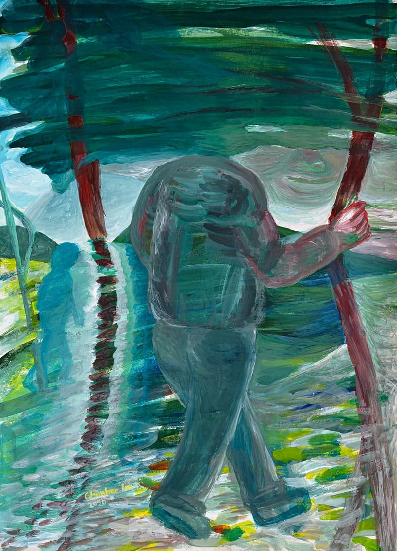 걷는 사람1 · gouache, acrylic on paper · 53x38.5cm · 2020 (출처= 갤러리담)