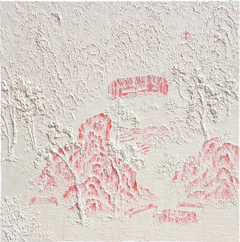Thing-landscape 005 · Acrylic on canvas · 122.5×122.5cm · 2021 (출처= 스페이스몸미술관) · Thing-landscape 005 · Acrylic on canvas