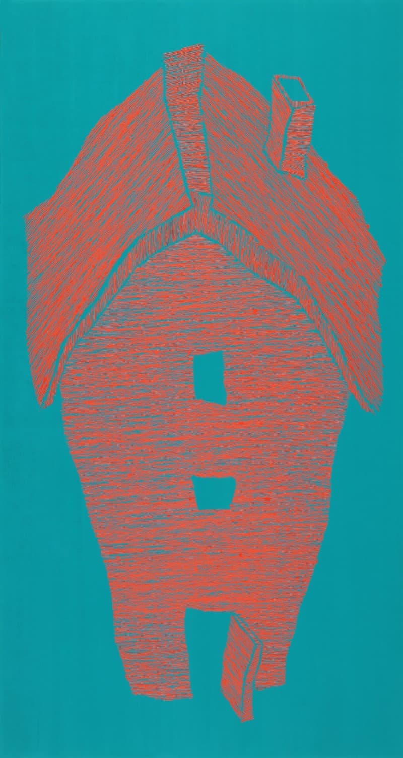 Space is memory · coloring on Hanji (Korean paper) · 150X80cm · 2021 (출처= 가모갤러리) · Space is memory · coloring on Hanji (Korean paper)